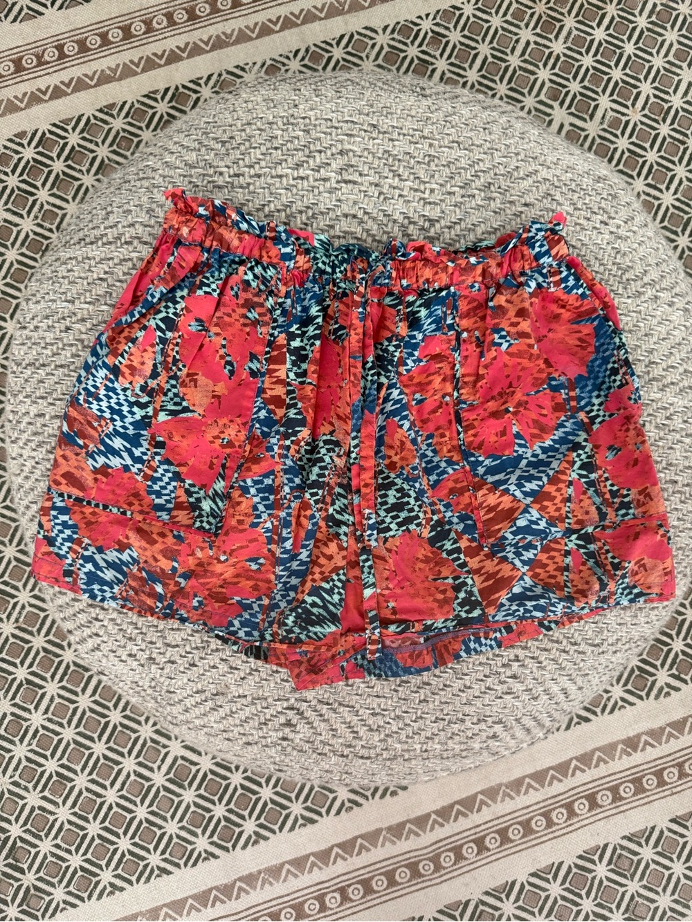 Ulla Johnson Drawstring Cotton Shorts Floral Print Pockets Size 6